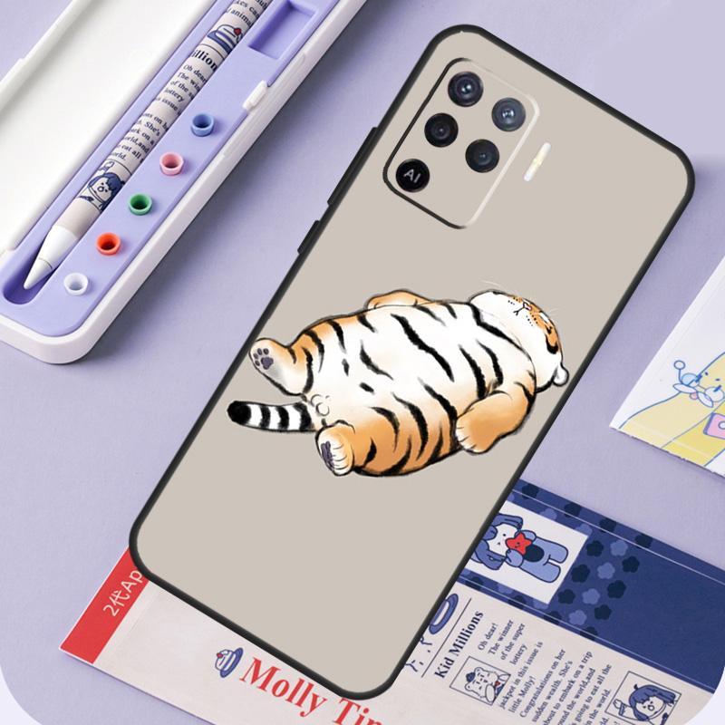 Fat Tiger Cartoon Funny For Oppo A60 A80 A40 A94 A74 A54 A15 A18 A38 A58 A78 A98 A16 A76 A96 A57 A17 A77 A5 Pro Case