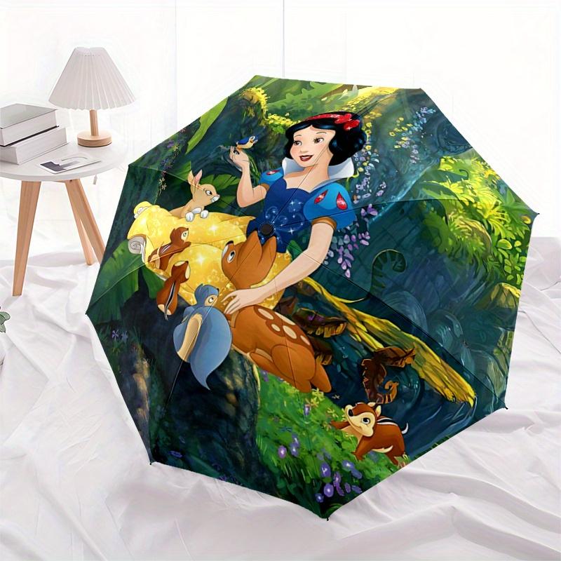 1pc Snow White and the Animals Cartoon Umbrella, Portable 3-Fold Compact Umbrella, Suitable for Camping, Hiking and Travel, Ideal Easter Bir
