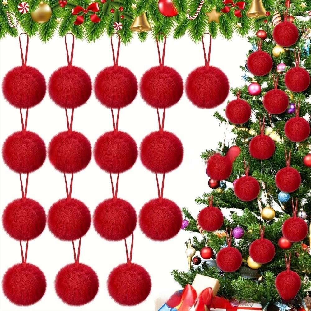 12PCS Gifts Plush Surface Christmas Balls Ornaments DIY Craft Soft Christmas Tree Balls Pom Pom Balls Xmas Tree