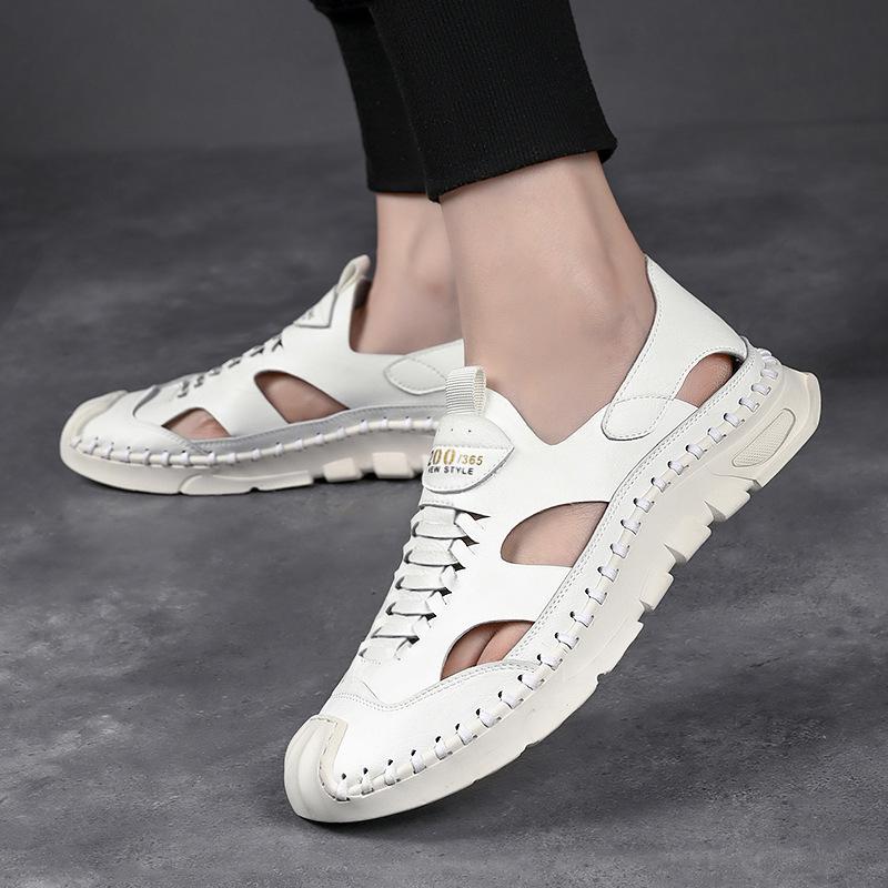 2025 Summer New Men's Roman Sandals Fashionable Versatile Soft Bottom Soft Surface Hollow Breathable Non-slip Deodorant Sandals