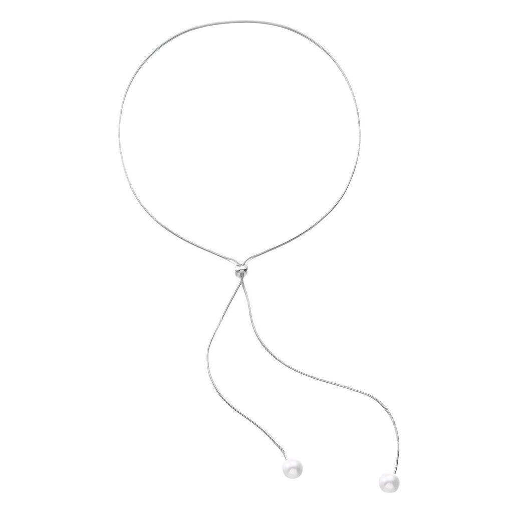 Halskette mit langen Quasten und Perlen im koreanischen Stil mit verstellbarer Schlüsselbeinkette