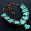 Turquoise Tumble Copper Electroformed Necklace with Adjustable Chain, Handmade Gemstone Jewelry Necklace For Memorial Day