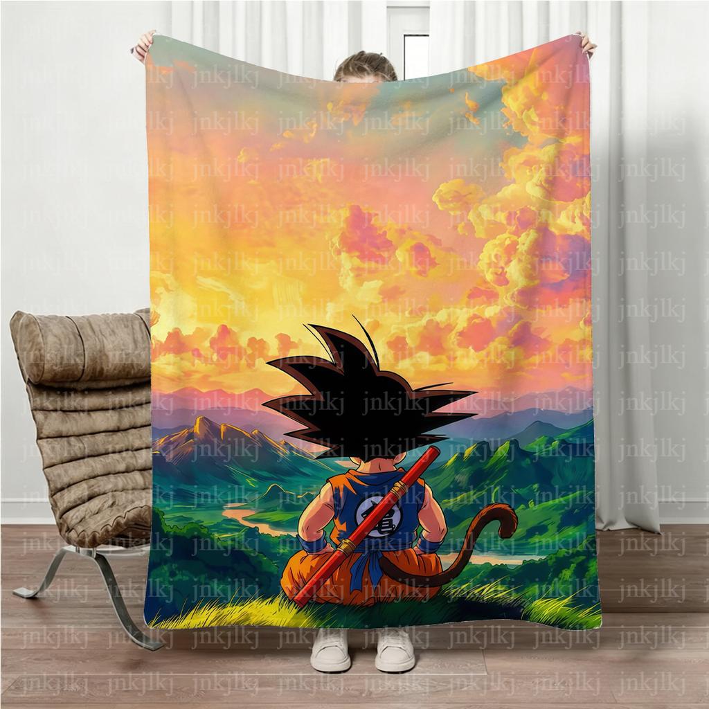 Anime Dragon Ball Son Goku Blanket All Season Cozy Parent-child Family Blanket Soft Plush Throw Blanket Bedroom Couch Outdoor