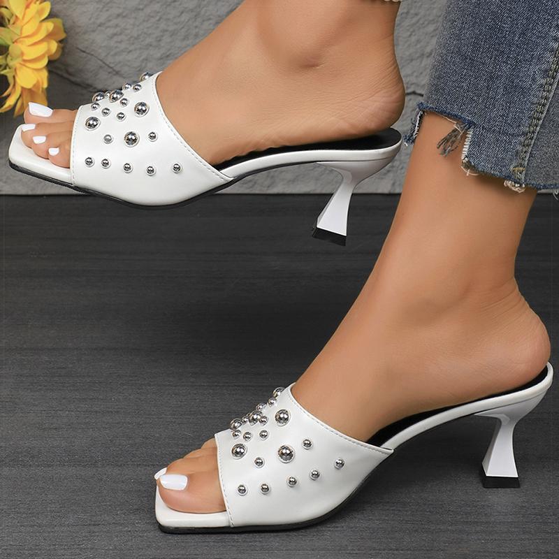 Women's Sandals Fashion Women Summer Sandals With Heels Slippers Rivet Summer Shoes Woman Heeled Footwear Sandalias De Mujer