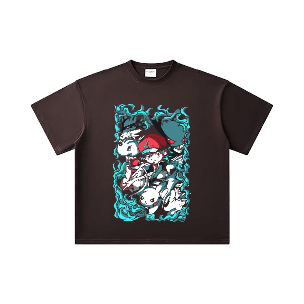 260 GSM Double Yarn 32 Count 100% Cotton Pokemon V26 Print Unisex Heavy Cotton T Shirt