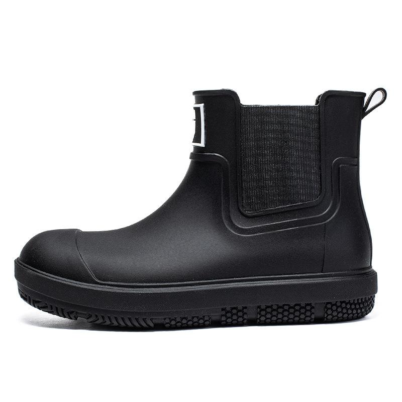 Men's Short-Tube Non-Slip Rain Boots Fashionable Low-Top Water Shoes, Pvc One-Time Molded Rain Boots, Pastoral Labor Waterproof