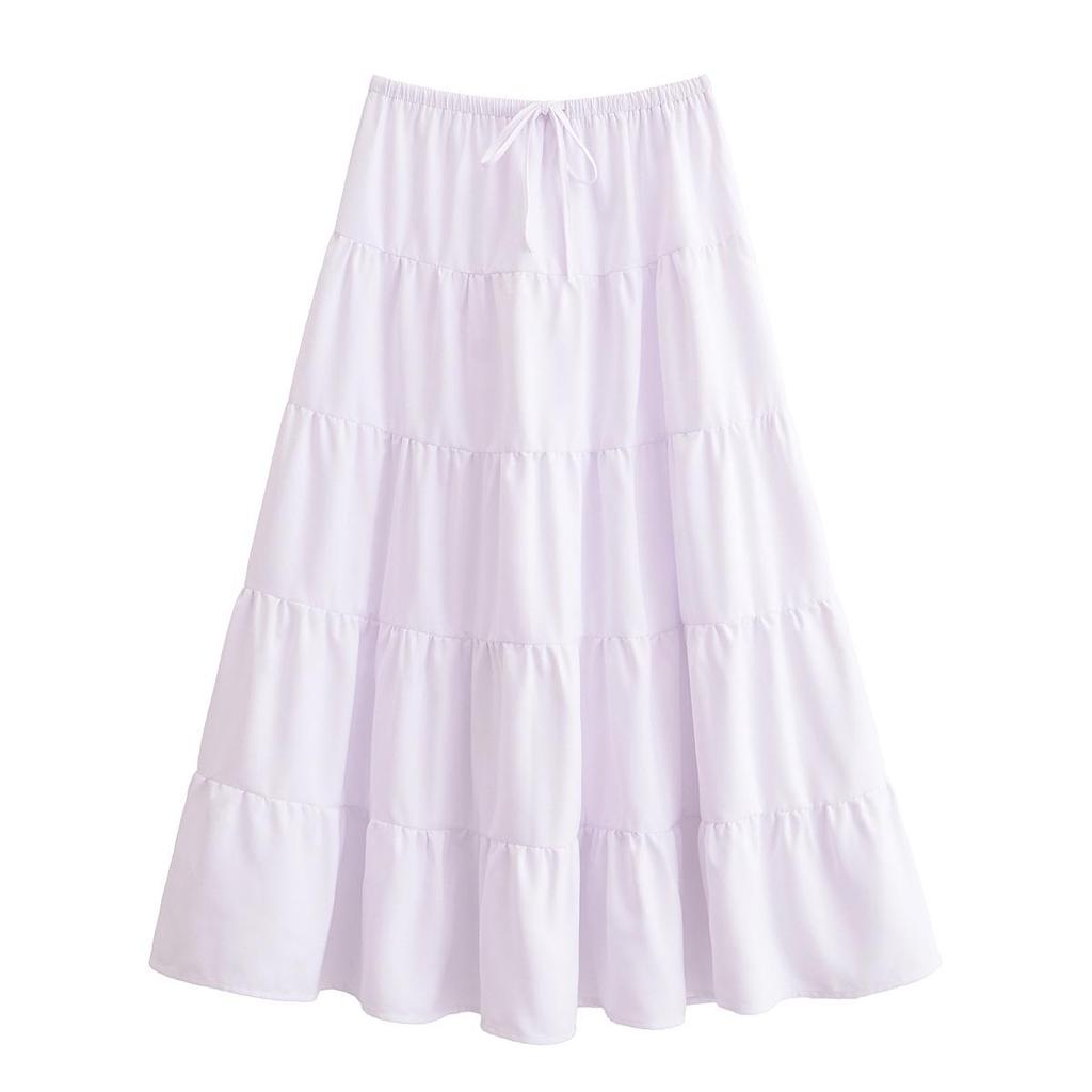 Spring 2025 Women's Fashion: European & American Style Poplin Short Top with Midi Skirt