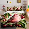 Pink Bird With Red Cherries Print Soft Comfortable Duvet Cover Bedding Set Included 1*Duvet Cover  2*Pillowcases Luxury Gifts