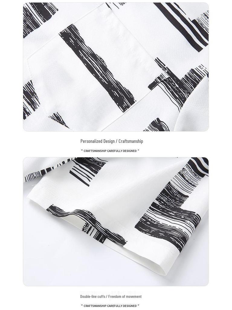 Summer Retro Trendy Breathable Non-Iron Couple's Shirt with Printed Lapel
