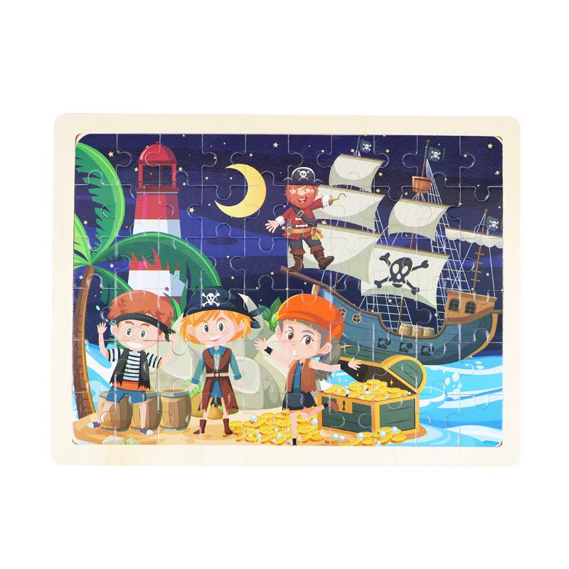 Wooden Animal Cartoon Jigsaw Puzzle Board - 30, 60, 98, 120-piece Toy for Early Childhood Education