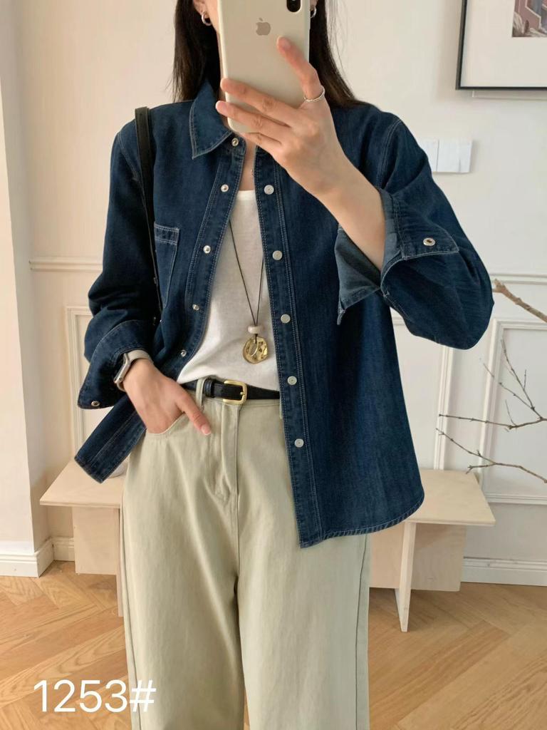 2026 Early Spring Hong Kong Style Retro Washed Loose Denim Jacket Shirt for Women