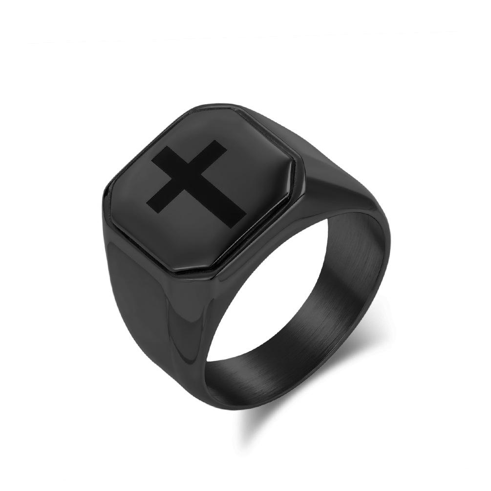 Cross Ring for Men, Prayer Holy Rings Catholic Inpsirational Religious Gift for Him,Stainless Steel Ring