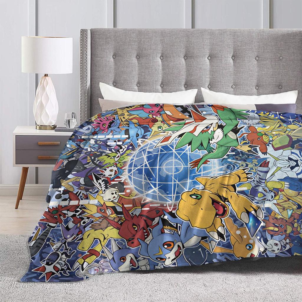 Digimon Plush Blankets Girls Boys Flannel Throw Blanket For Couch Bed Warm Soft Custom Quality Bedspread Birthday Present