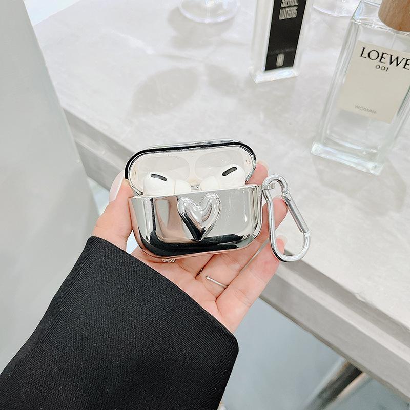 Ins Electroplating Three-dimensional Love for Apple AirPods1/1/1/1 Generation Bluetooth Headset Protective Case Wireless
