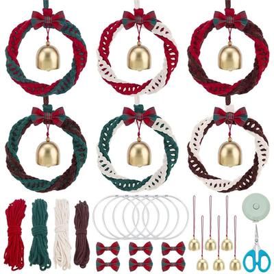 M-Modern-DIY Macrame For Christmas Wreath-Kits(6 Set)- Handmade Ornaments For Adults Beginners For Christmas Tree Boho Style