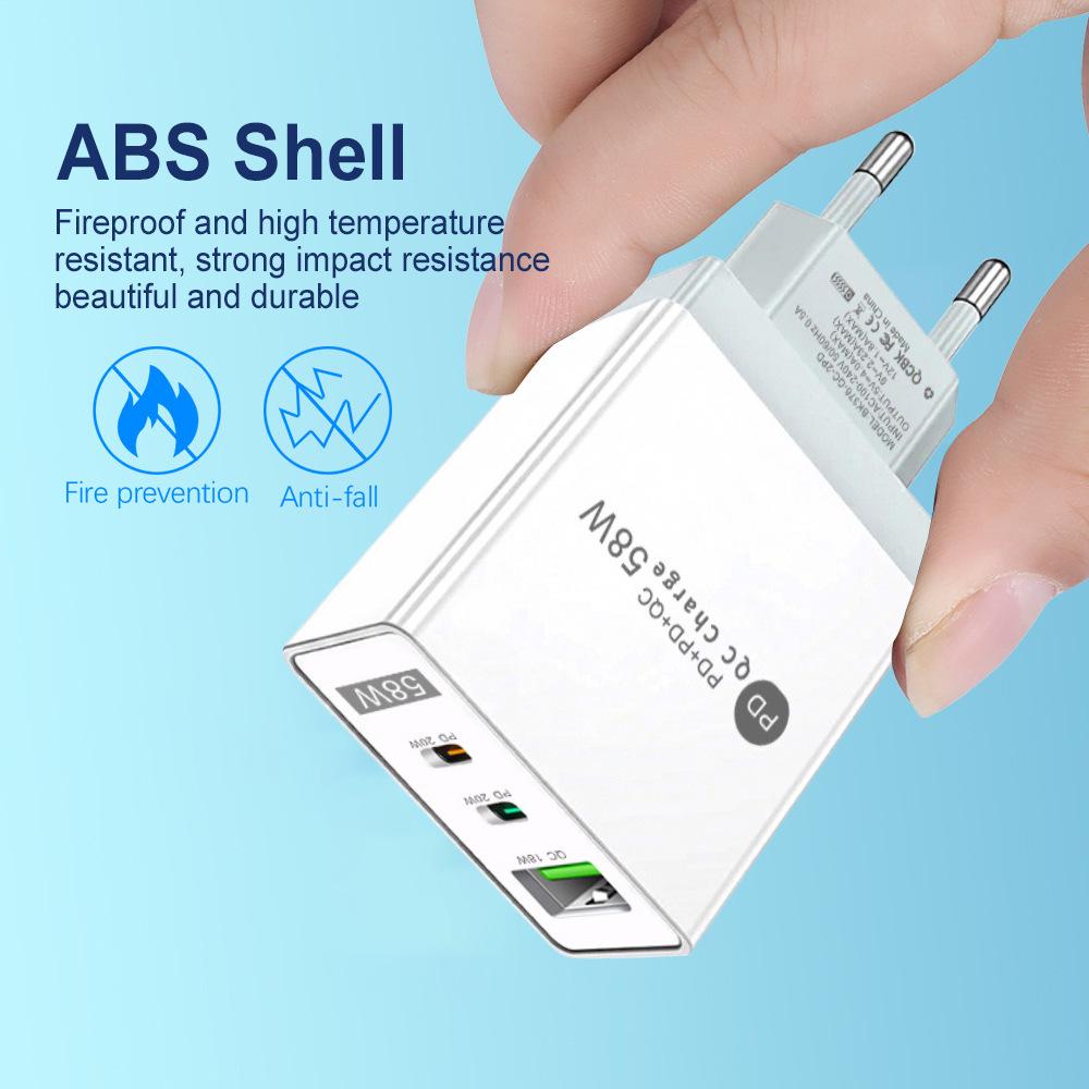 PD33W GaN QC3.0 Multi-Port Fast Charger, European Standard, 9V/12V Compatibility.