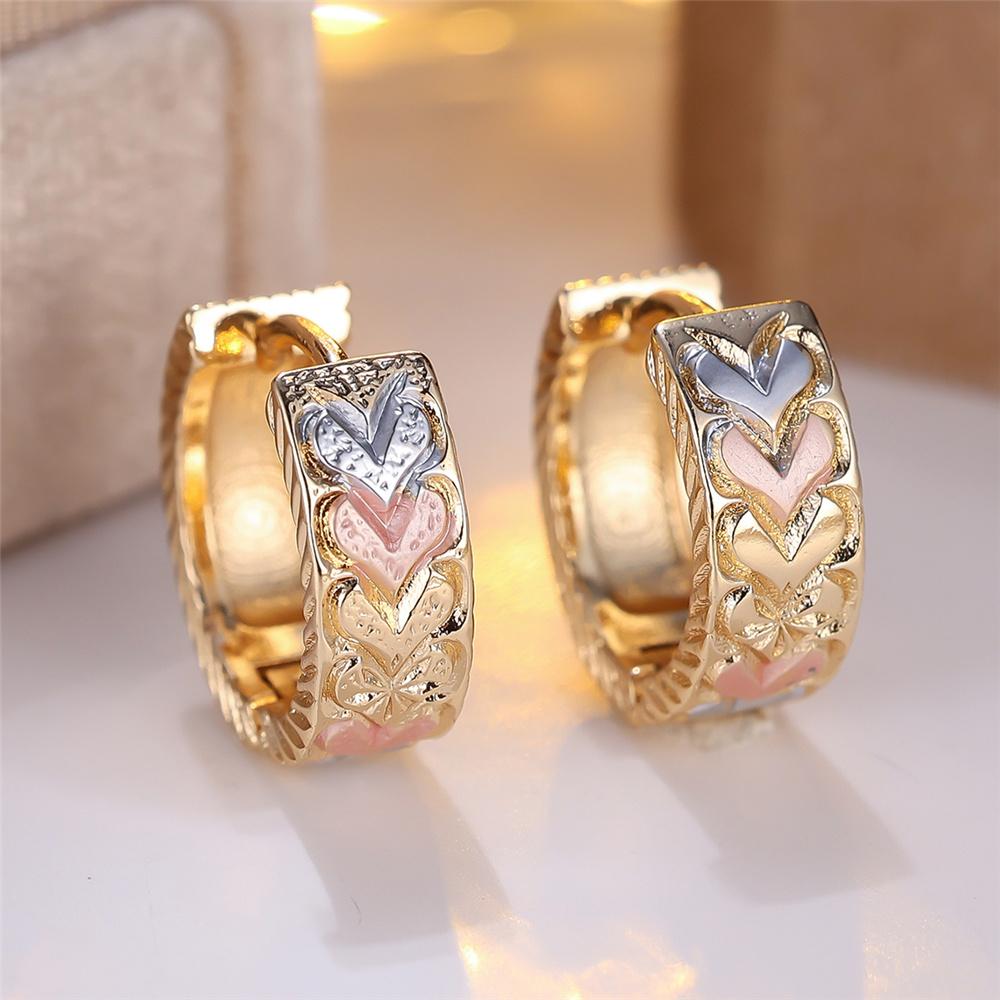 Милые Женские Серьги-Кольца с Маленьким Сердечком Винтажная Мода Золотой Цвет Свадебные Для Женщин