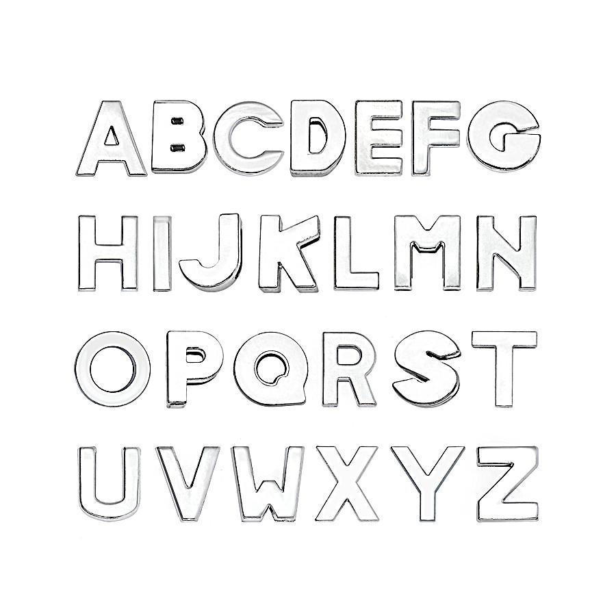 182pcs/lot 8mm 10mm Silver Plain Slide Letter Charms Alphabet A-Z For Bracelet Wristband Keychain Pet Collar DIY Jewelry Making