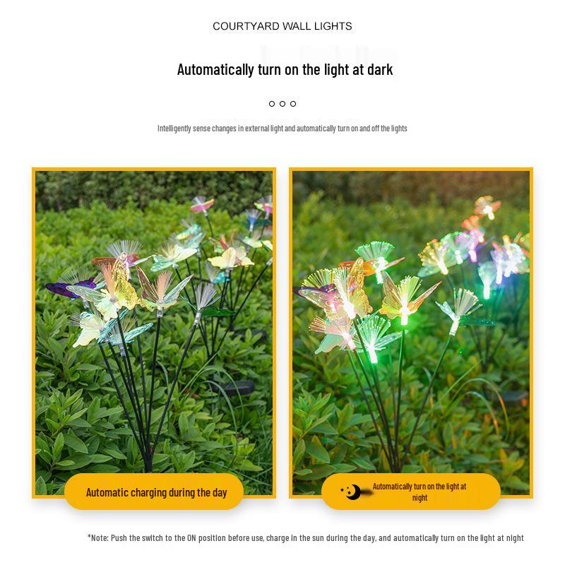 Solar-Powered Fiber Optic Butterfly Garden Lights, Waterproof Outdoor Decoration