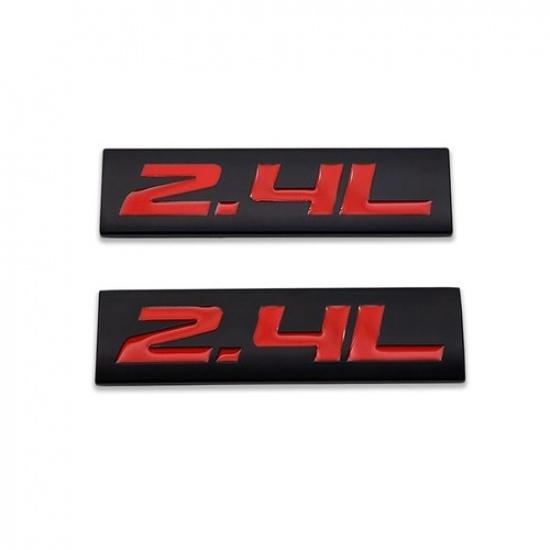 2x Black&Red Metal 2.4L Car Emblem 2.4 Bagde 3D Fender Sticker Sport Turbo Decal