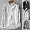 Men's Plus Size Striped Cardigan Jacket, Multi-Pocket, Long Sleeve, Lightweight, for Spring and Autumn 2025