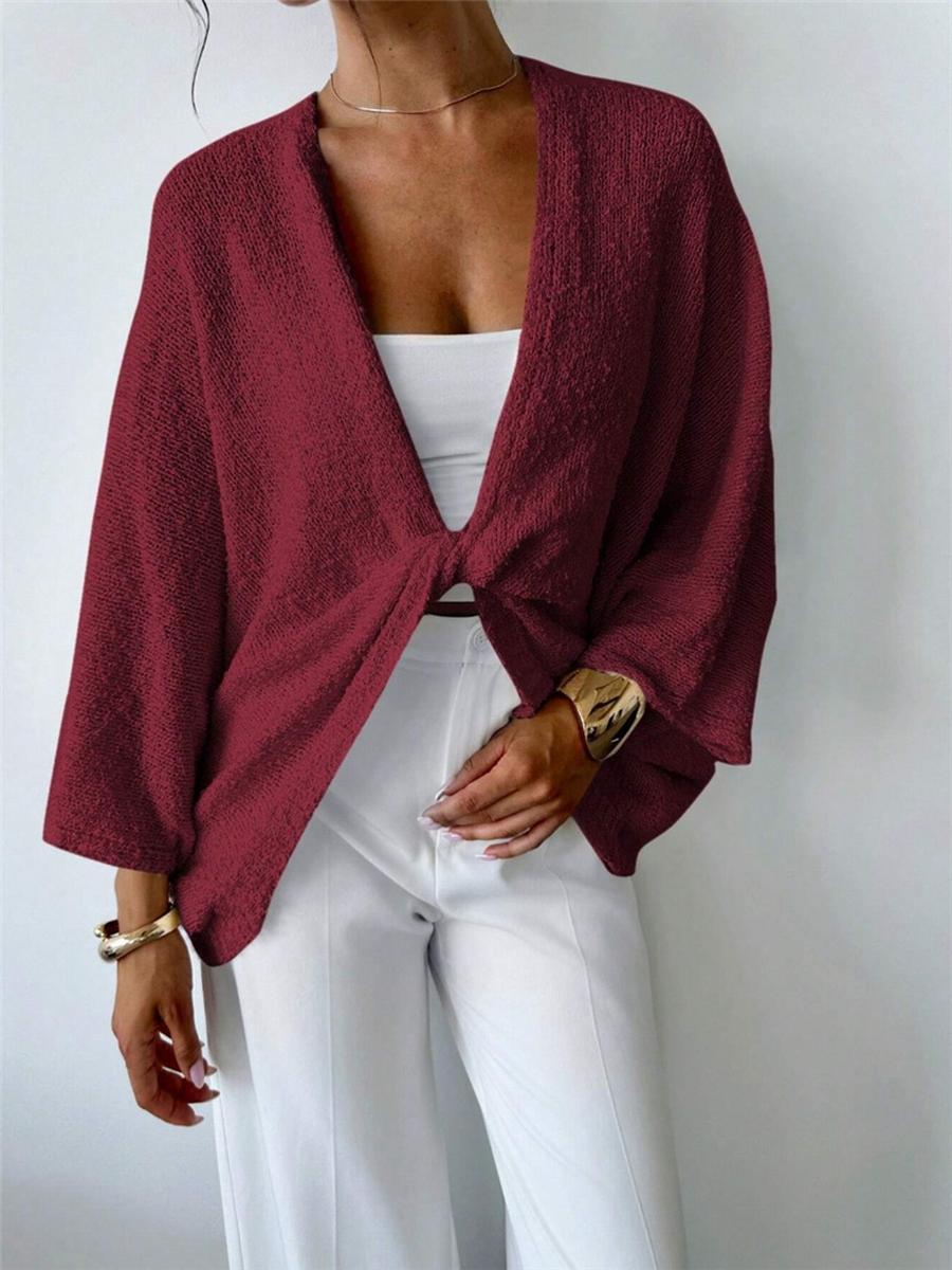 

New Cross Stitch V-Neck Casual Loose Elegant Simple Knitwear M червоний