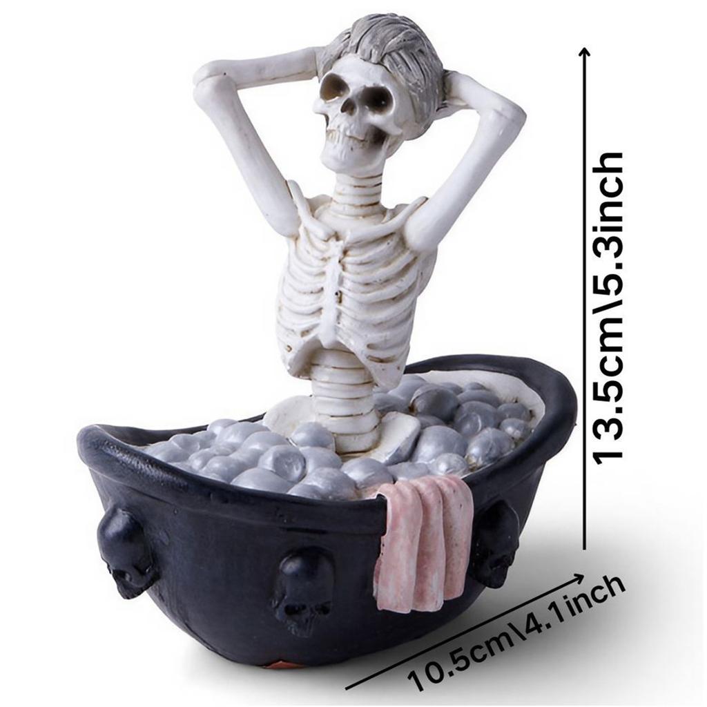 Halloween Skull Girl Bathroom Decor Resin Craft Gothic Figurine Home Entrance Decoration for Party Shelf Display