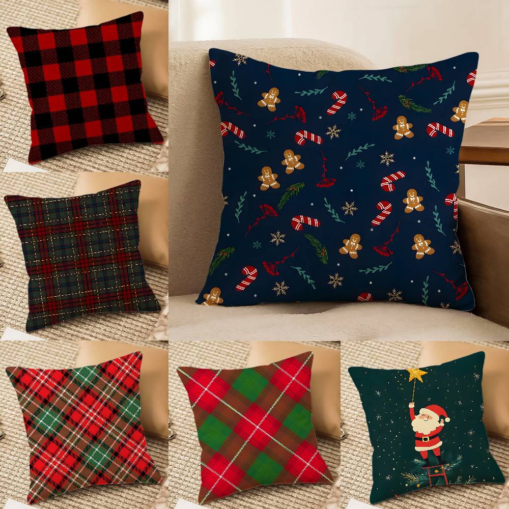 Weihnachts-Spezial Kissenbezug Seidig Kurzer Plüsch Mit Unsichtbarem Reißverschluss Staubdicht Sofa Kissenbezug