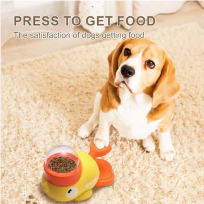 Yellow Duck-Shaped Cat Treat Dispenser Interactive Durable Plastic Puzzle Slow Feeder Dog Training Toy Entertainment