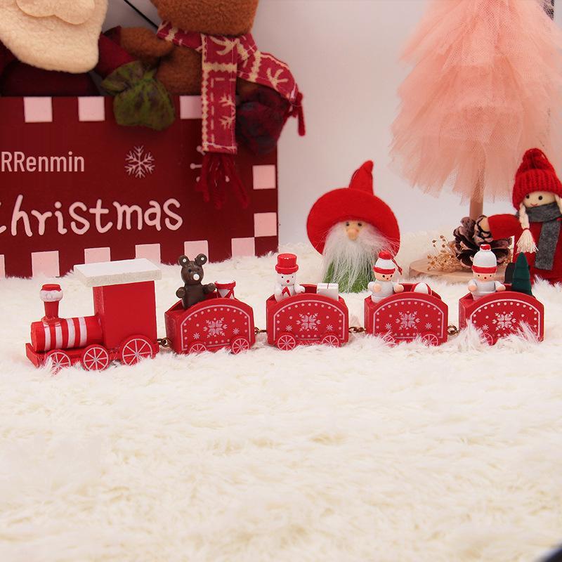 Wooden Christmas Train Ornaments for Kids' Gifts and Decor