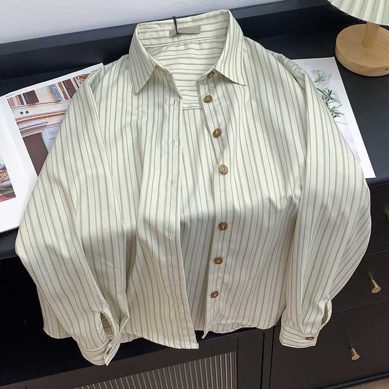 Spring Autumn Niche Design Sense Striped Small Loose Shirt Blouses & Shirts