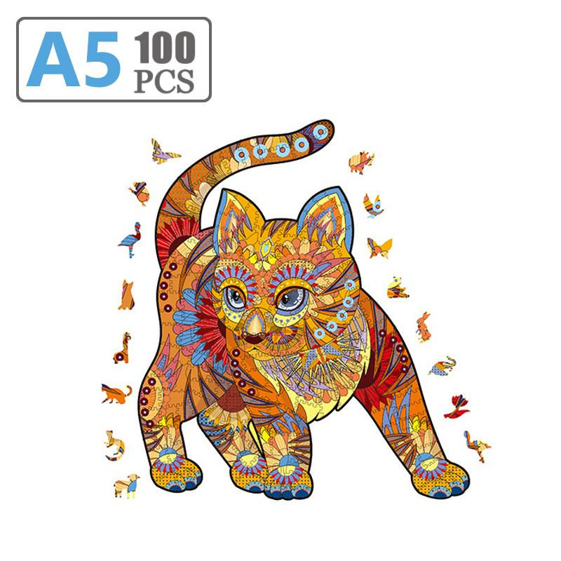 Buntes süßes Katzen-Holzpuzzle, personalisiertes 3D-Puzzle, Geschenk für Erwachsene und Kinder, Formbrett-Set, Spielzeug, DIY, interaktives Spiel, Spielzeug A21