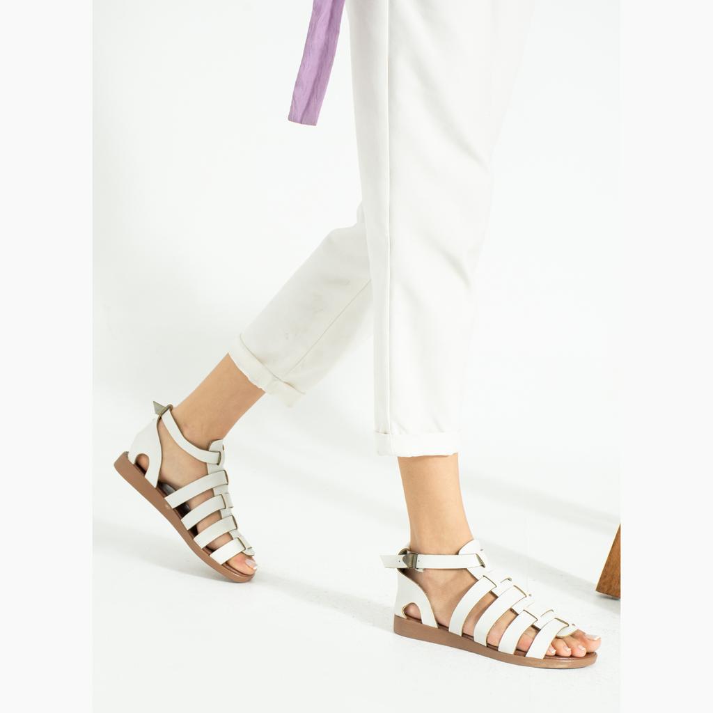 Sandales décontractées épaisses à rayures à la cheville pour femmes 51-810-23