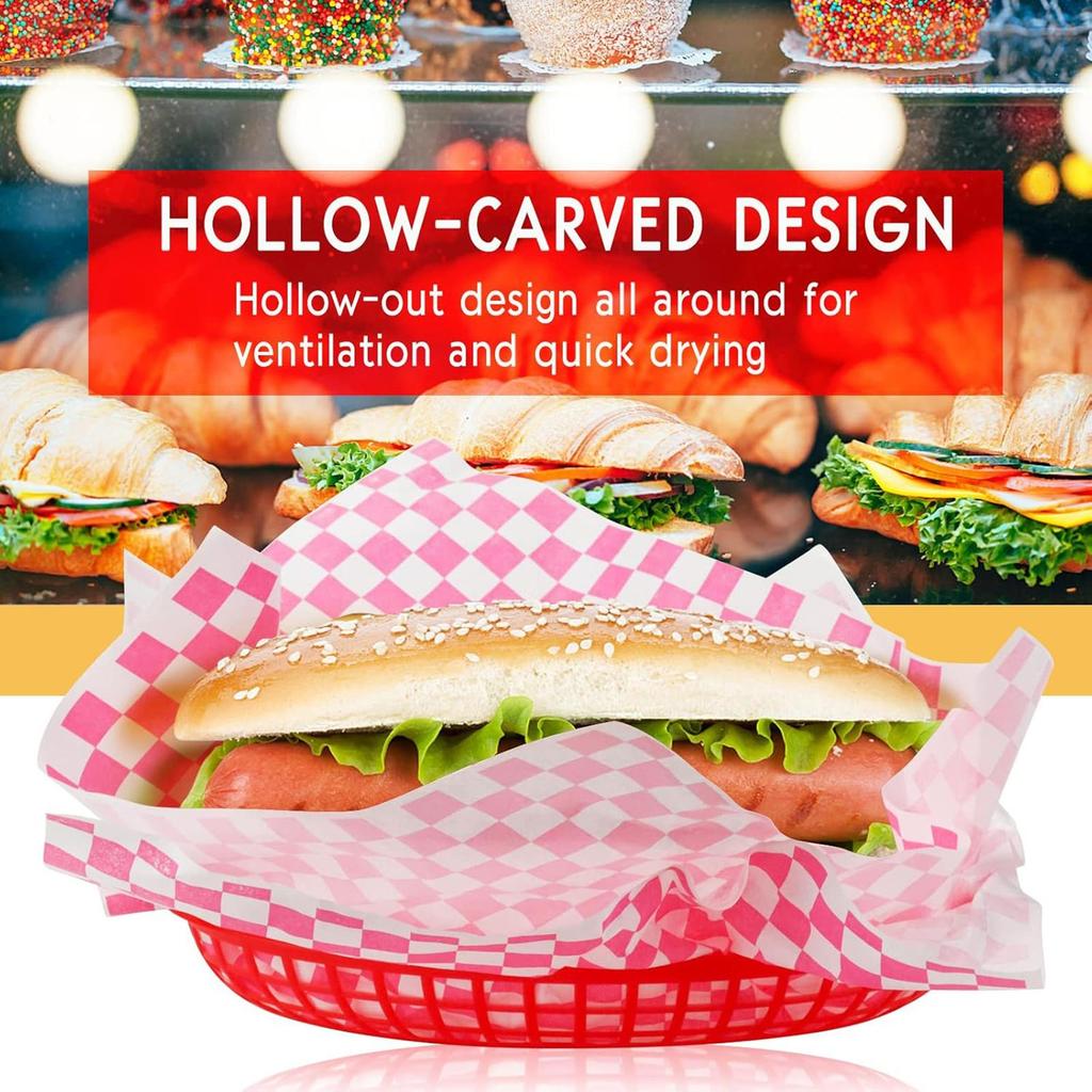 24 Oval Baskets Bread Frying Serving Trays Retro Storage for Restaurants Picnics