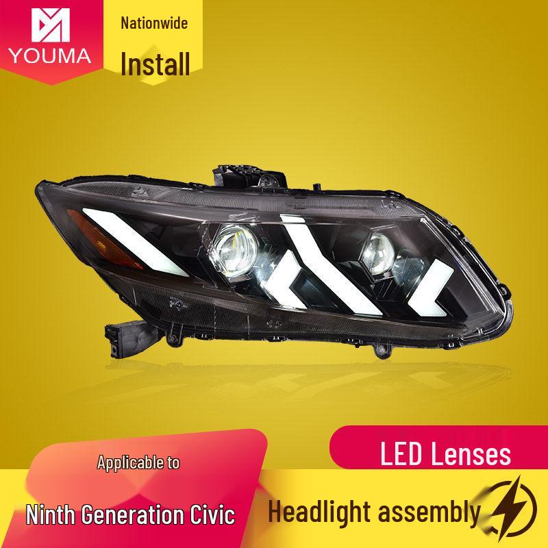 Honda Civic 9th Gen (2012-2015) LED Headlight Assembly: Dynamic DRL & Sequential Turn Signals