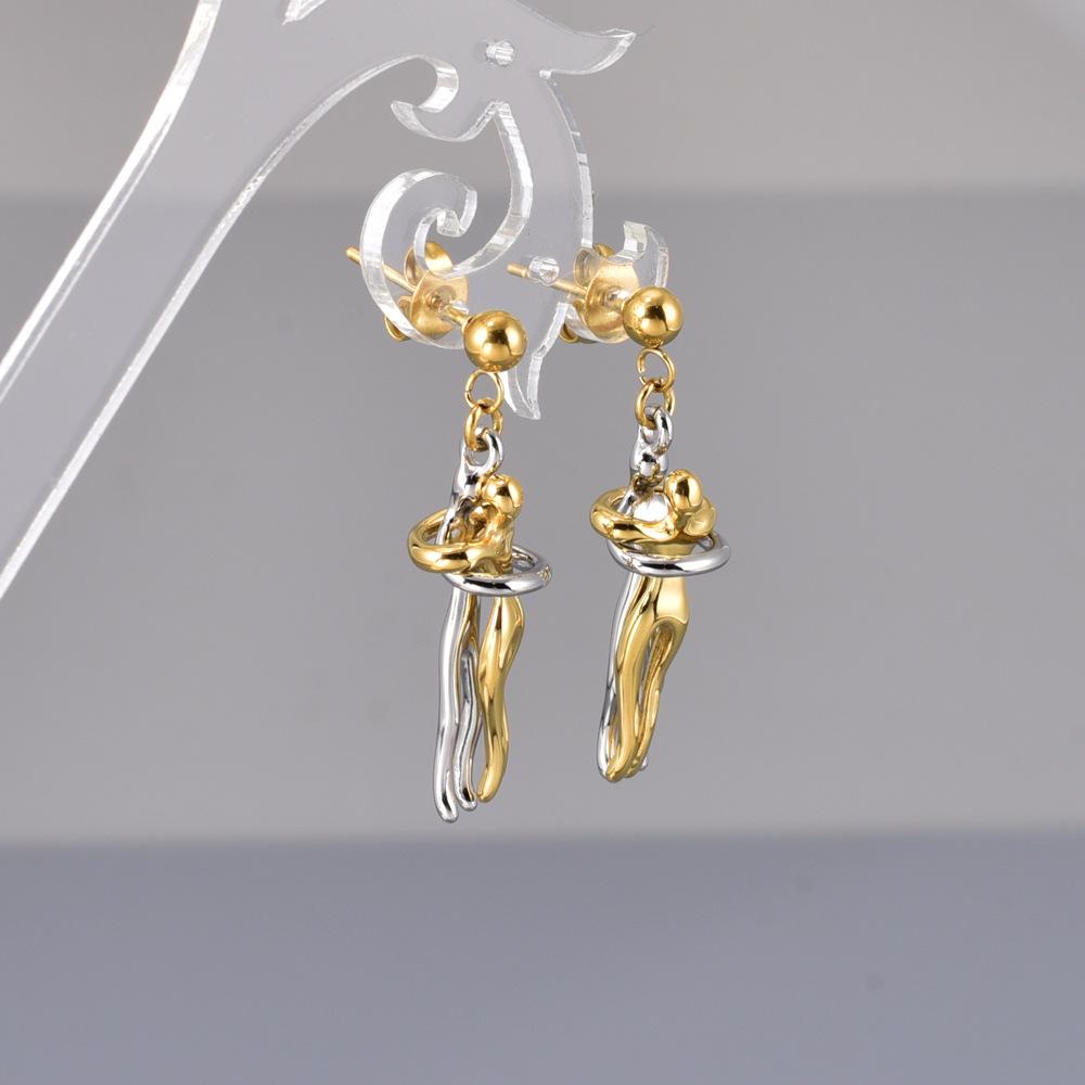 2025 New Fashion Stainless Steel Couple Hugging Dangle Earrings for Couples Gifts Elegant Jewelry Valentine's Day Gift