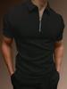 Men's Summer Sports Fitness T-shirt Fashion Casual Solid Color Half Zip Men's T-shirt