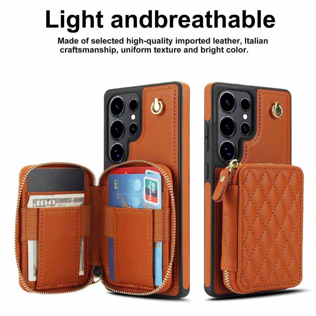 Crossbody Wallet Case for Samsung Galaxy S25 S24 S23 S22 Ultra Plus S24 S23 FE, RFID Blocking Zipper Handbag Purse Flip Cover