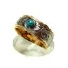 July Hawaiian Jewelry Ring with Turquoise Stone, Men's and Women's, Gift, Brand Name, Hypoallergenic, Surgical Stainless Steel, Size 19, Gold
