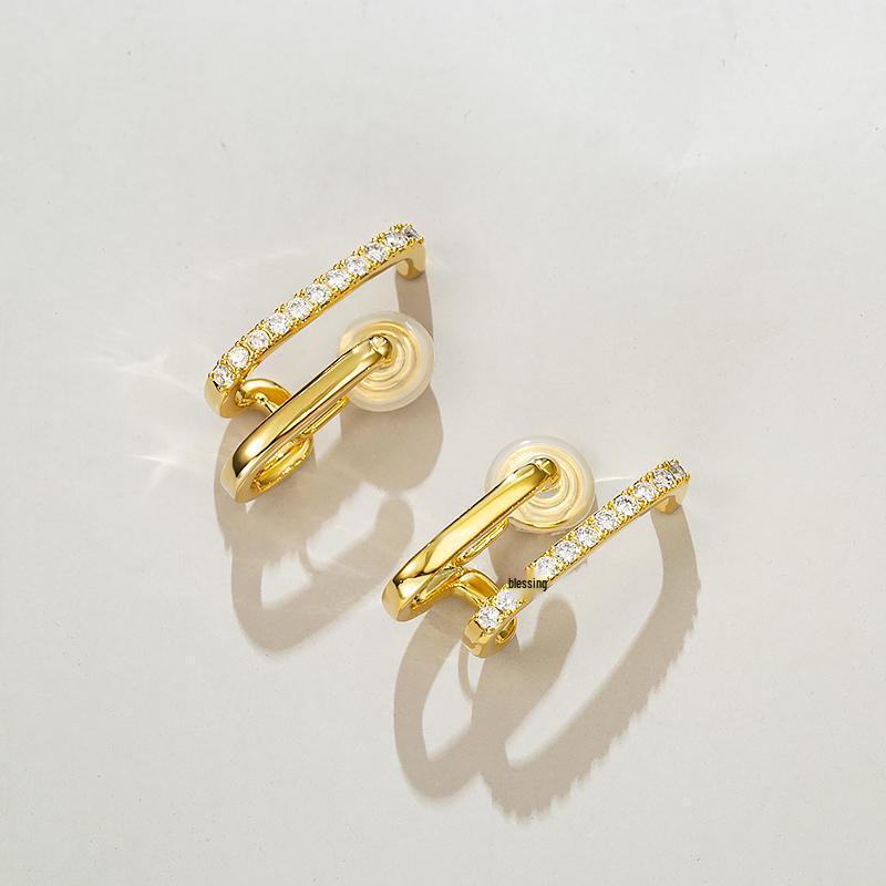 Elegante Zirkon-Ohrringe: High-End Mückenabwehr-Ohrclips für Damen, vielseitiges Herbst-/Winter-Accessoire