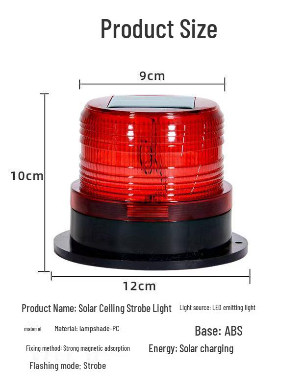 Solar-Powered Magnetic Warning Beacon: Waterproof Flashing Light for Vehicle Roadblocks