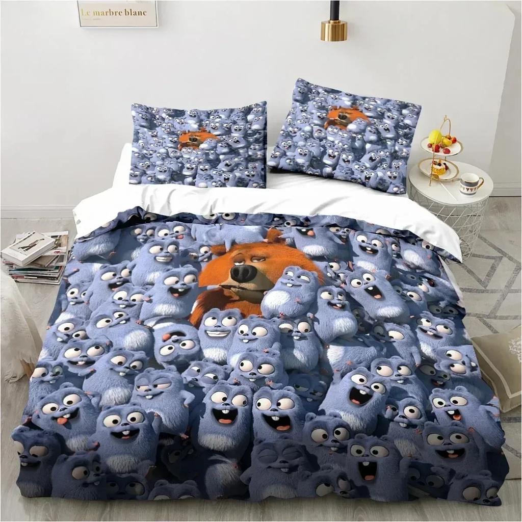 Grizzy and The Lemmings Bedding Set Duvet Cover Sheet Printed Bed Set Pillowcase Bed Full Queen King Size For Comforter Bedroom