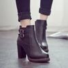 New Retro High Heel Elastic Belt Buckle Short Boots Fashionable High Heel Ankle Boots for Women