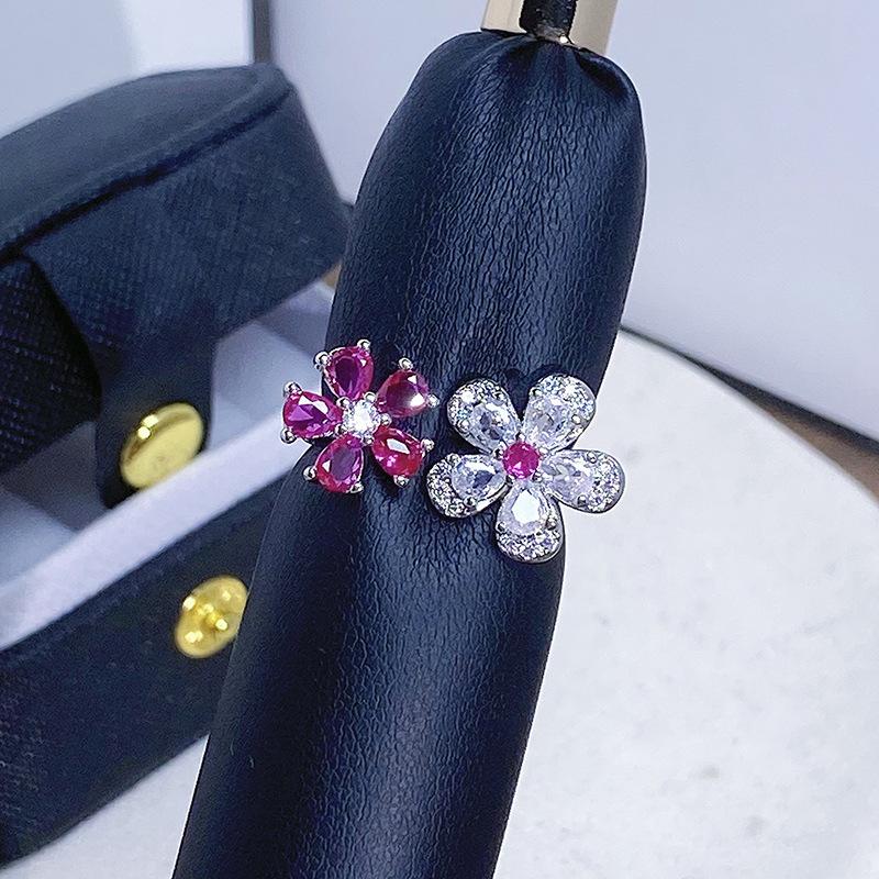Flower Series Open Ring Temperament Personality Niche Design Light Luxury High-End Ring