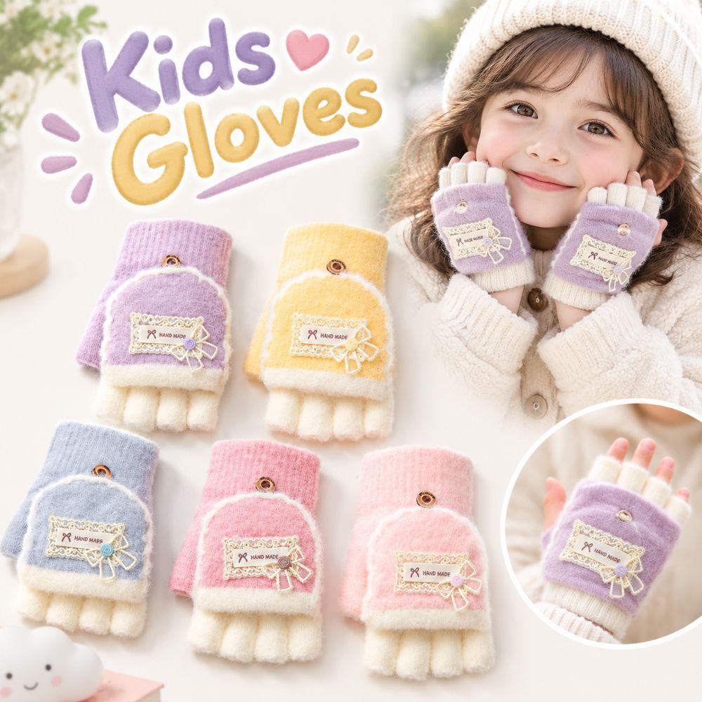 Soft Warm Kids Gloves Plush Writing Gloves Gifts Half Finger Mitten  for Girls Boys