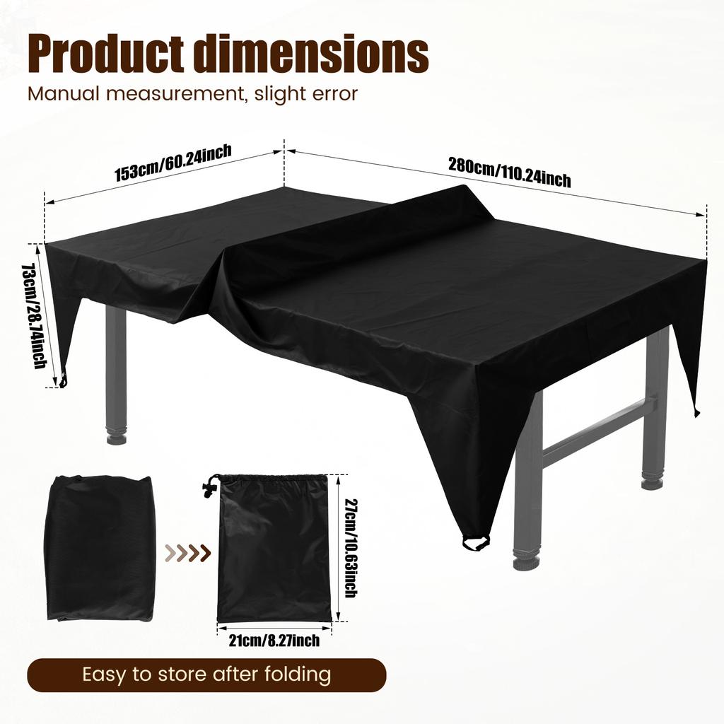 Table Tennis Table Cover 210D Oxford Fabric Waterproof Ping Pong Table Cover Outdoor Terrace Long Tables Cover for 4 Seasons Use