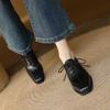Fashion NEW Spring/Autumn Women Pumps Square ToeChunky Heel Shoes Concise GenuineLeather Shoes for Women Sewing Lace-up Handmade Shoes