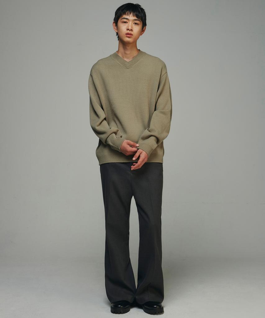 SIGNATURE Brushed Wide Flare Bootcut Slacks [Gray]