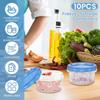 10Pcs Freezer Storage Container Plastic Small Food Container Stackable Travel Bottle Soup Bowl with Sealing Lid for Refrigerator