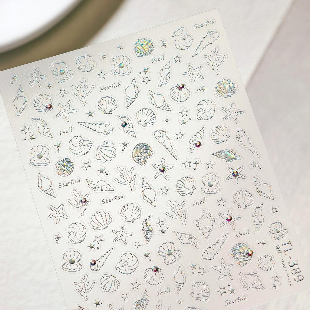 Shiny Blowing Bubble Nail Decorations Stickers 5D Shell Light Love Cat Bubble Transfer Slider Sticker DIY Manicure Decals
